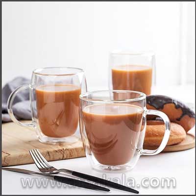 لیوان پیرکس 2 جداره طرح قلب