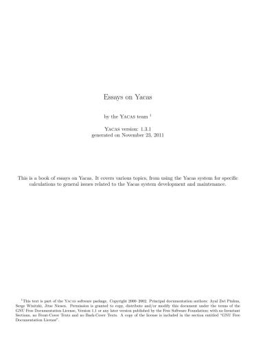 خرید و دانلود نسخه کامل کتاب Essays on Yacas