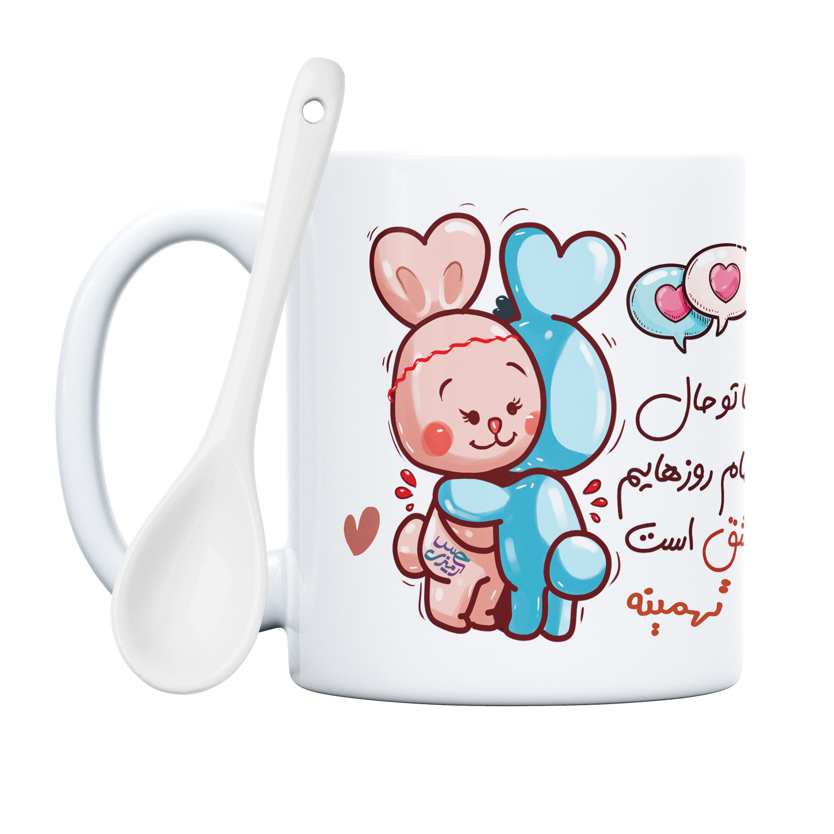 ماگ حس آمیزی طرح روز عشق خرگوشی مدل تهمینه 