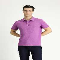 تی شرت یقه پولو بنفش مردانه باریک برش گلدوزی پنبه چوگان YAKA T Kiğılı