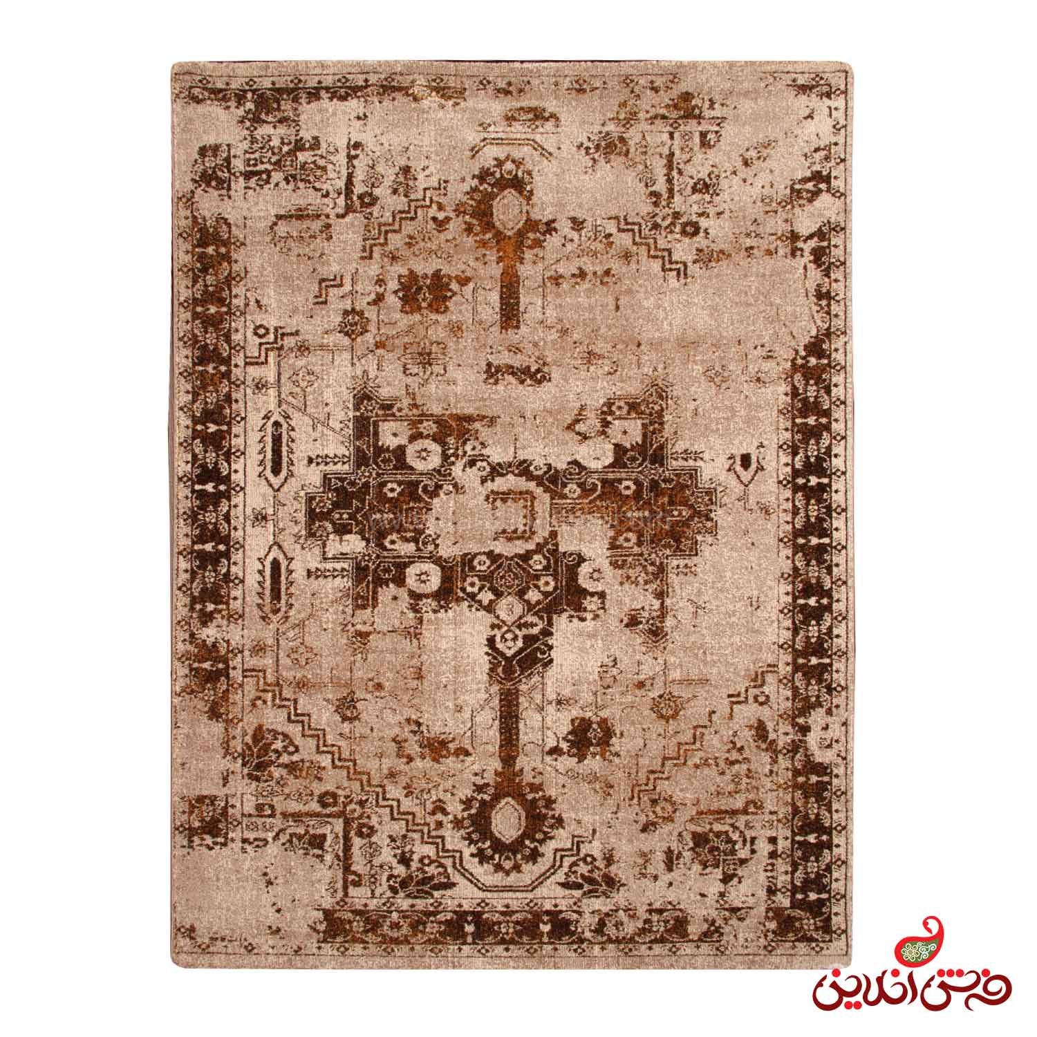 فرش ساوین طرح نیل کرم