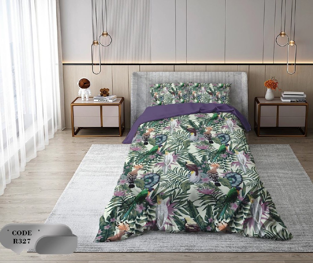 سرویس روتختی 1 نفره 4 تکه ابعاد 1.65 ×2.35 کشدار ضد حساسیت و عرق کد R327 | ست خواب و ست روتختی