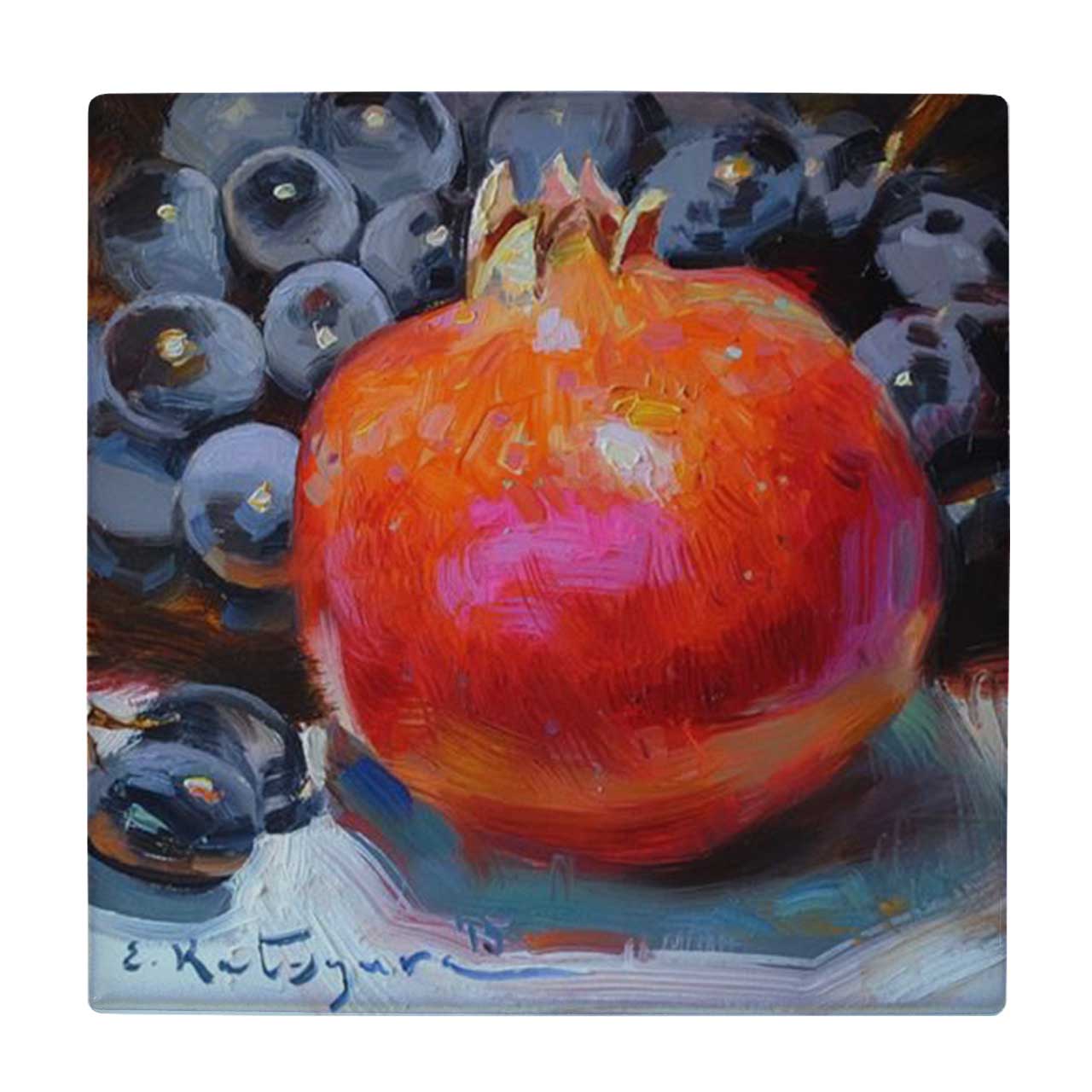  کاشی کارنیلا طرح نقاشی انار و انگور کد wkk1034