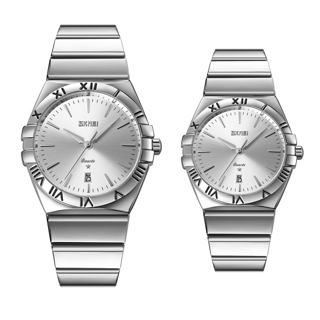 ست ساعت مچی عقربه ای زنانه و مردانه اسکمی مدل 9257 کد 01