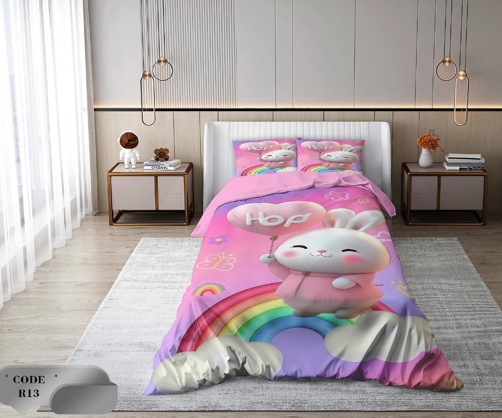 سرویس روتختی 1 نفره 4 تکه ابعاد 1.65 ×2.35 کشدار ضد حساسیت و عرق کد R13 | ست خواب و ست روتختی