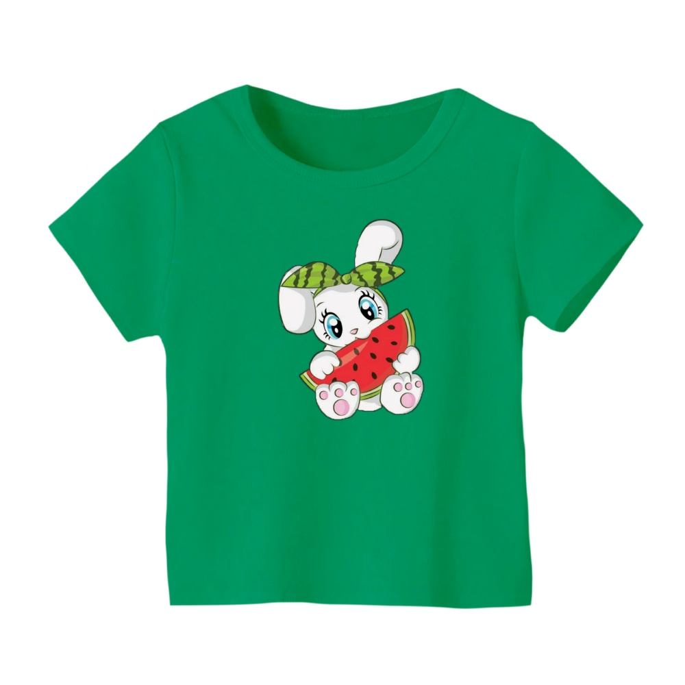 تی شرت آستین کوتاه بچگانه مدل خرگوش یلدایی کد 6 رنگ سبز