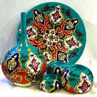 ست پنج عددی  سفالی طرح تذهیب ایرانی 