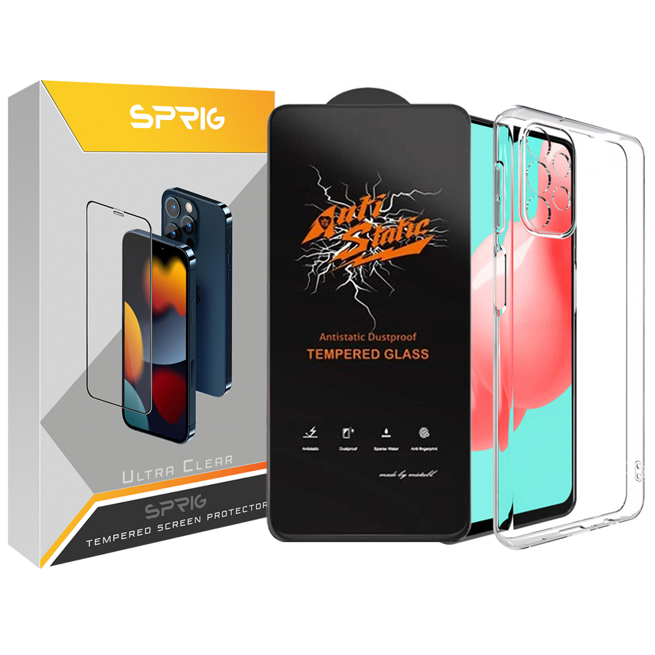 کاور اسپریگ مدل ANTIS-CL مناسب برای گوشی موبایل سامسونگ Galaxy A32 4G به همراه محافظ صفحه نمایش