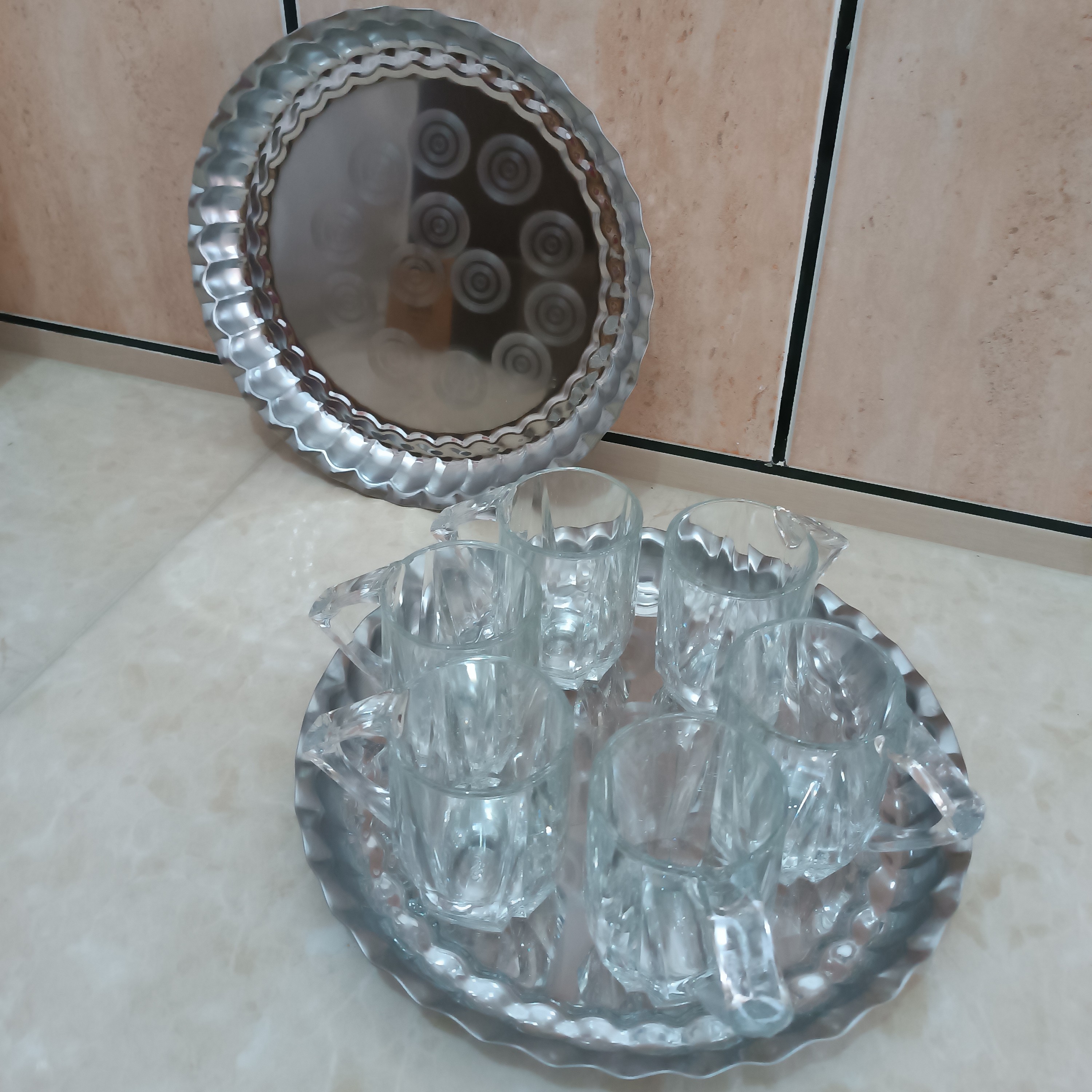 سینی استیل،قطر30، ظرفیت 6 فنجان