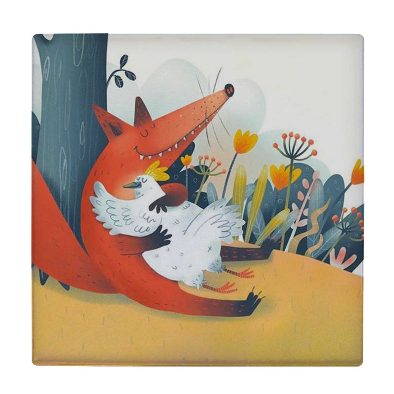  کاشی طرح داستان روباه و مرغ کد wk4224