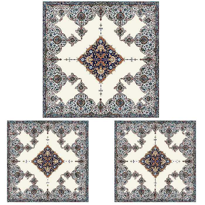 ست رومیزی سه تکه طرح اسلیمی کد 9984