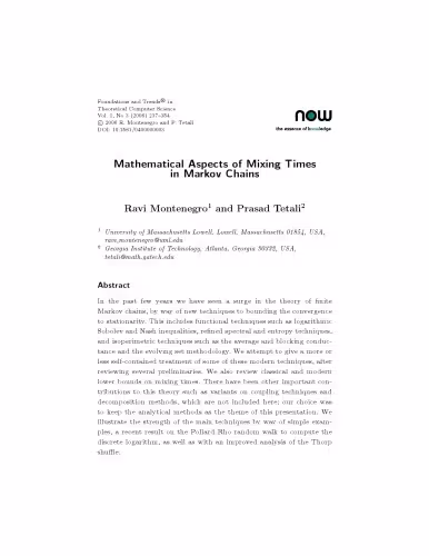 خرید و دانلود نسخه کامل کتاب Mathematical Aspects of Mixing Times in Markov Chains (Foundations and Trends in Theoretical Computer Science)