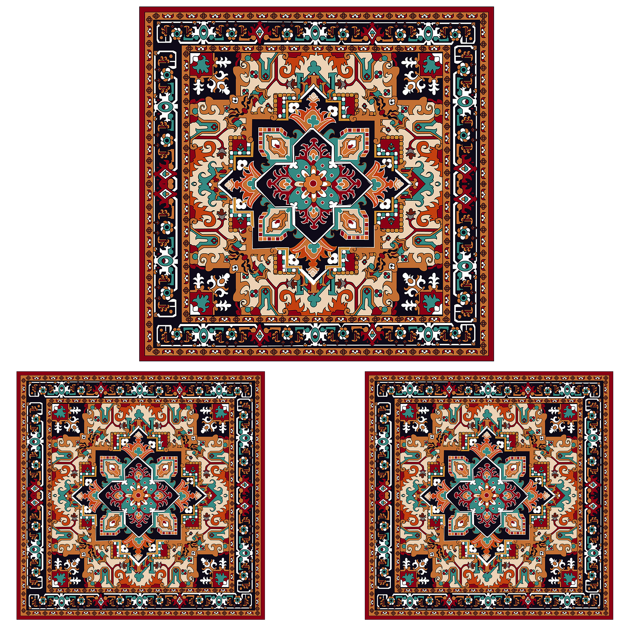 ست رومیزی سه تکه طرح قالی کد 1001