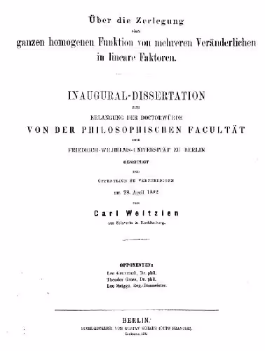 خرید و دانلود نسخه کامل کتاب Ueber die Zerlegung einer ganzen homogenen Funktion in lineare Faktoren