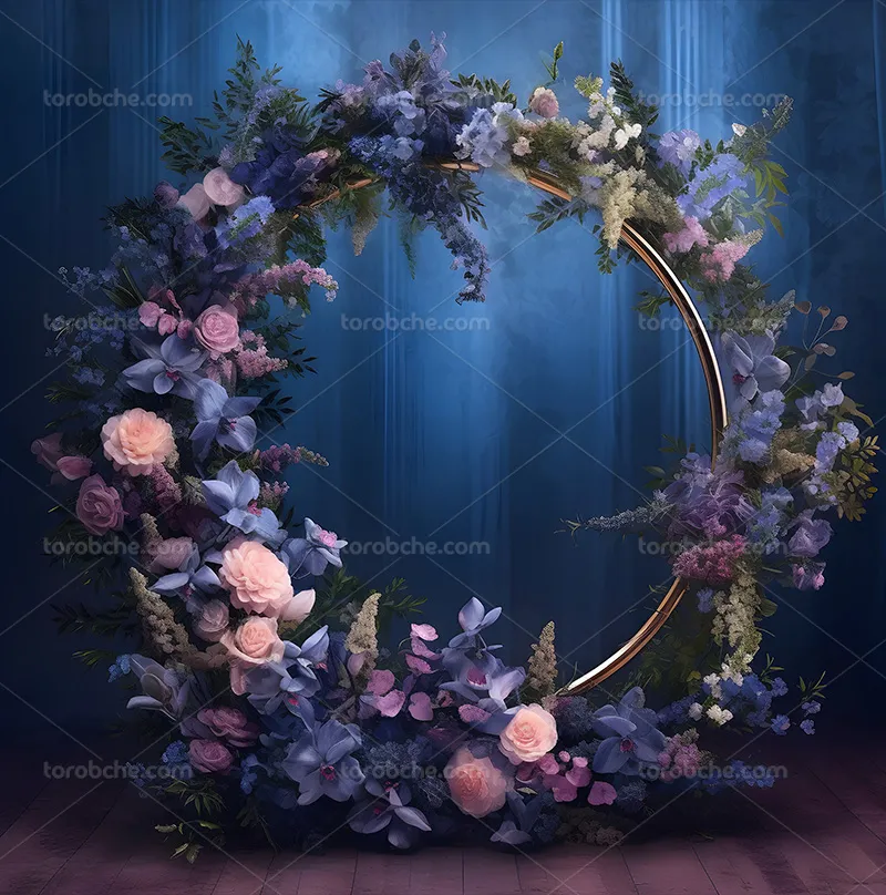 بک دراپ عکاسی با گل های صورتی و آبی | گرافیک با طعم تربچه