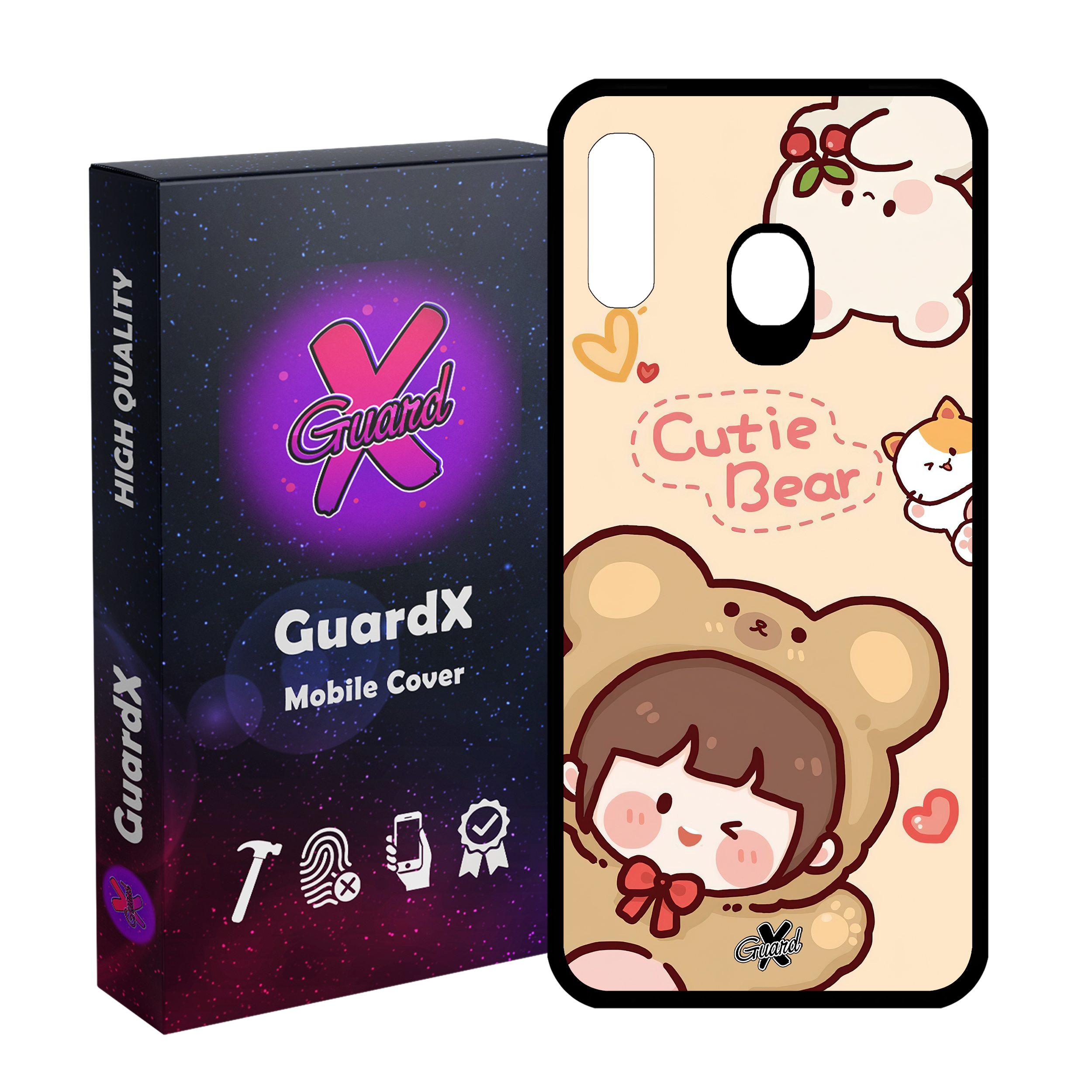 کاور گارد ایکس طرح خرسی مدل Glass10506 مناسب برای گوشی موبایل سامسونگ Galaxy A30/A20/M10S