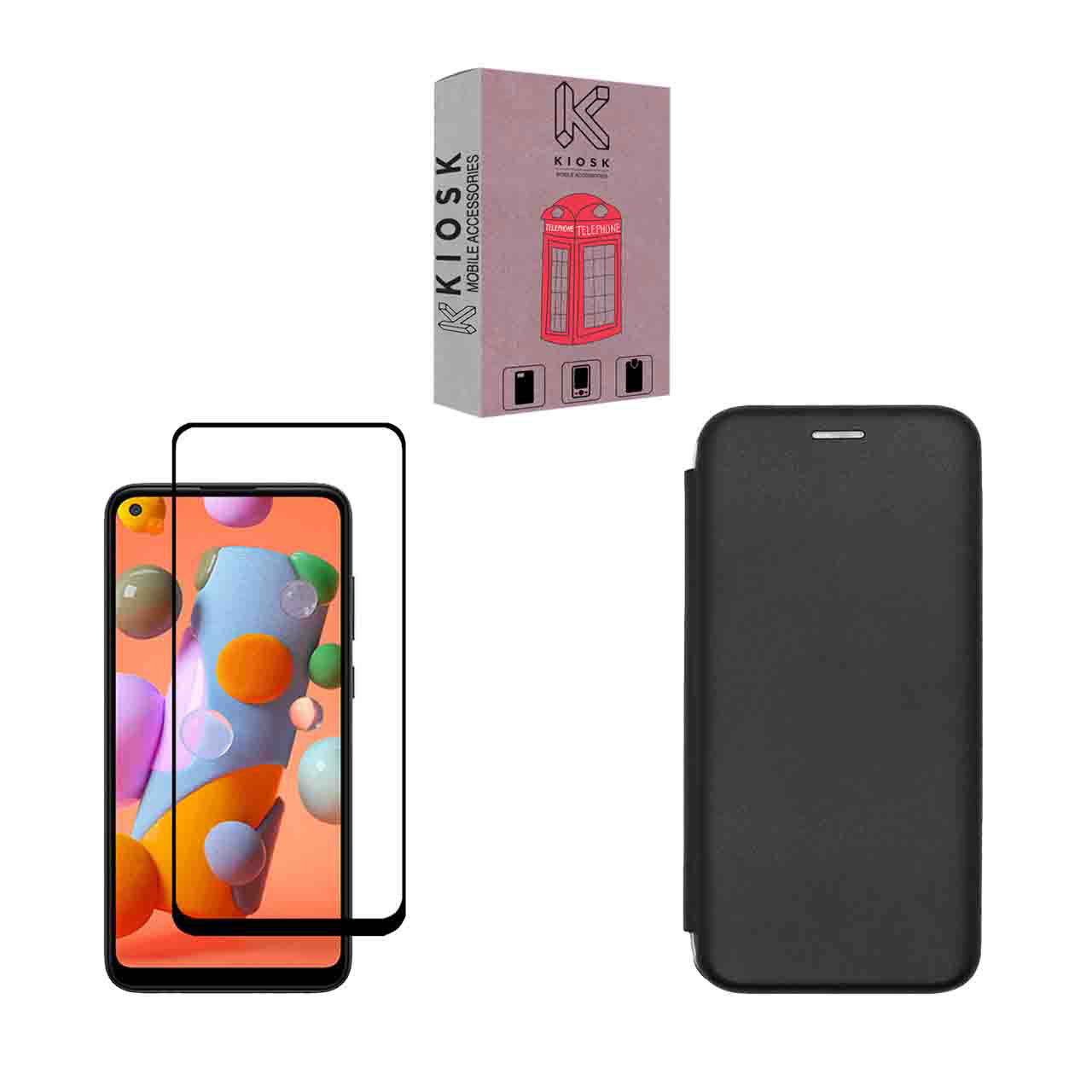  کیف کلاسوری کیوسک مدل KMGNT-KGF-1 مناسب برای گوشی موبایل سامسونگ Galaxy A11 به همراه محافظ صفحه نمایش