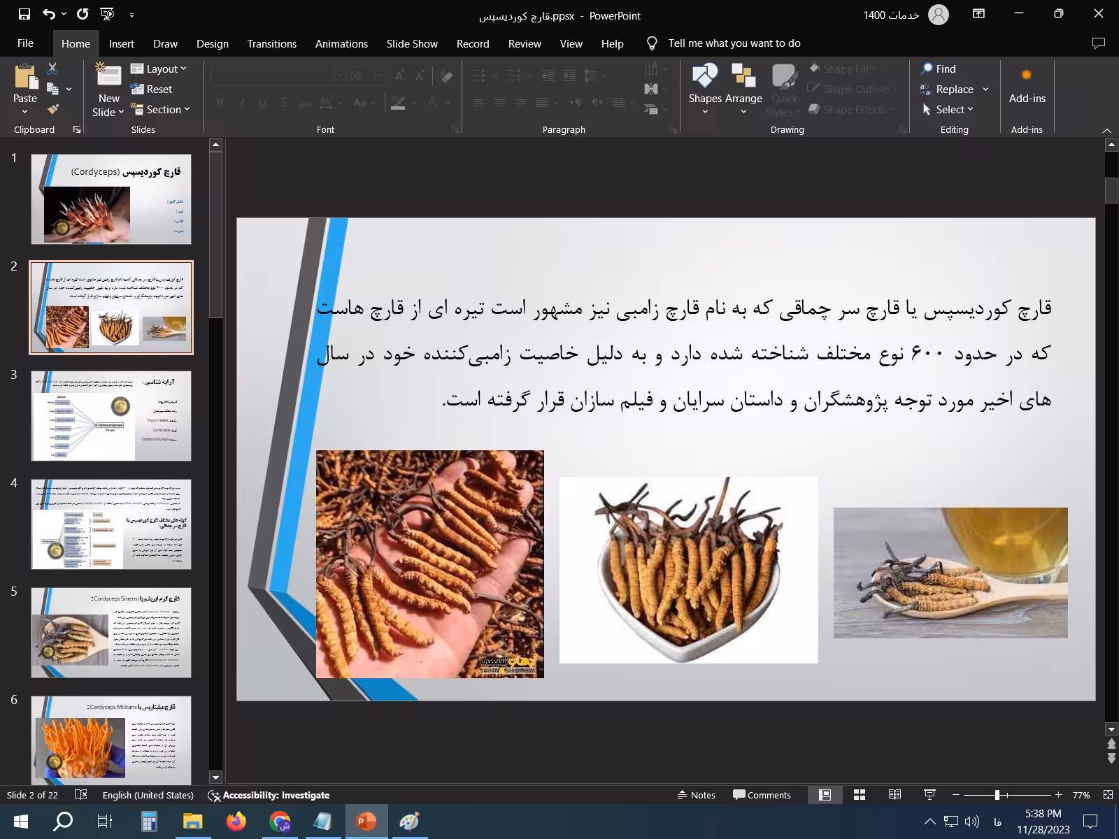 دانلود پاورپوینت قارچ کوردیسپس