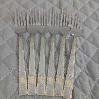 چنگال غذاخوری 6 عددی دسته طلایی یونیک لایف 