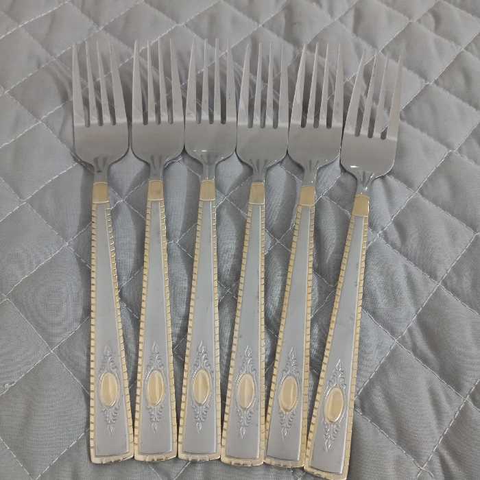 چنگال غذاخوری 6 عددی دسته طلایی یونیک لایف 