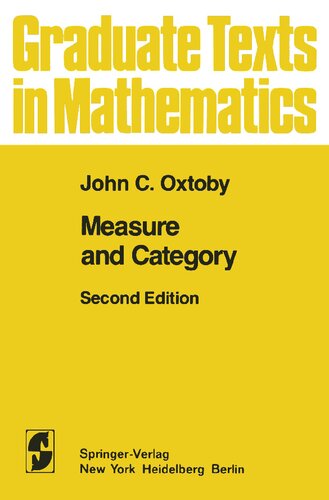 خرید و دانلود نسخه کامل کتاب Measure and Category: A Survey of the Analogies Between Topological and Measure Spaces