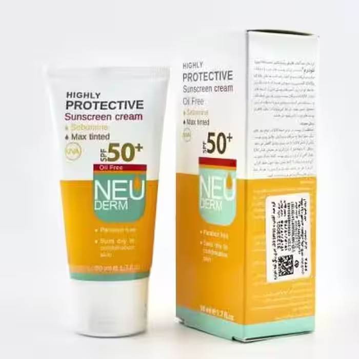 کرم ضد آفتاب فاقد چربی رنگی تیره نئودرم SPF50