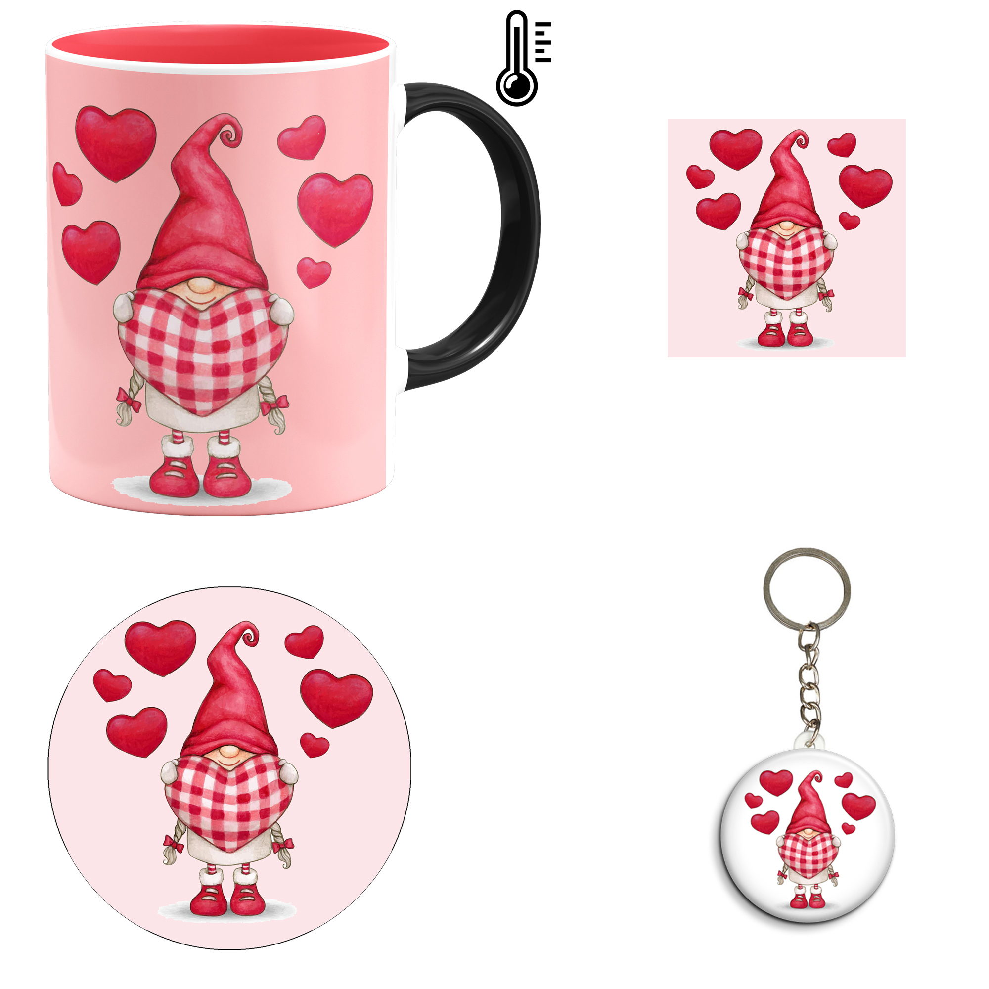 ست هدیه ماگ حرارتی مدل روز عشق طرح عاشقانه کد M8