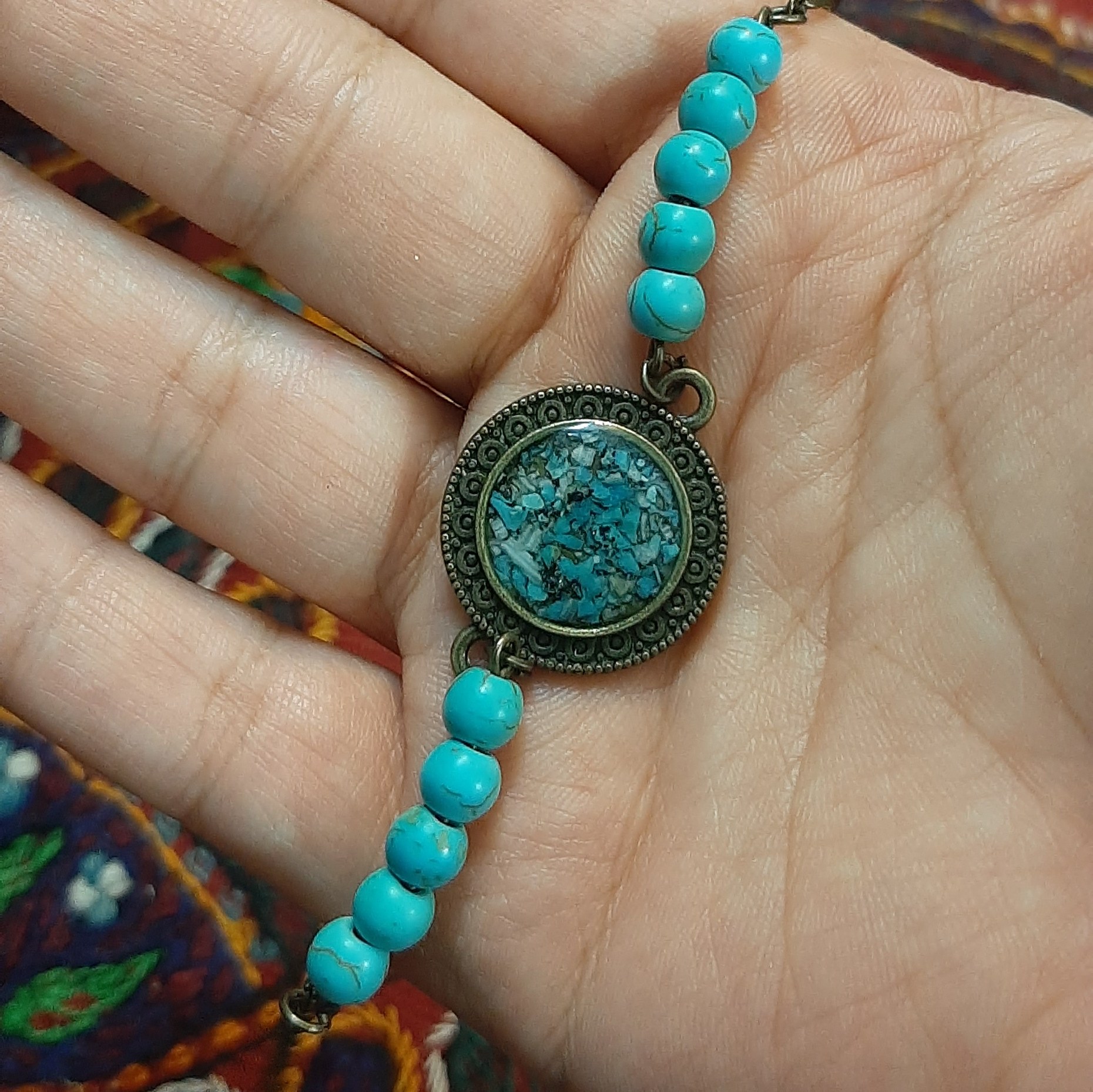 دستبند رزینی فیروزه