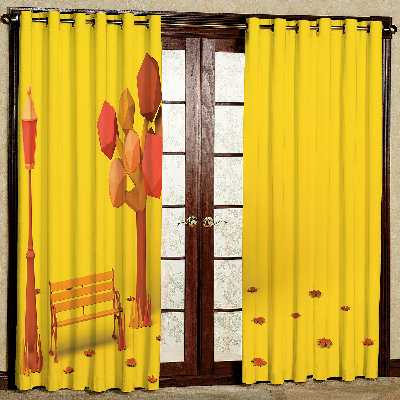 پرده مدل درخت پاییزی هازان پانچی کد 2570 سایز 140x200 سانتی متر