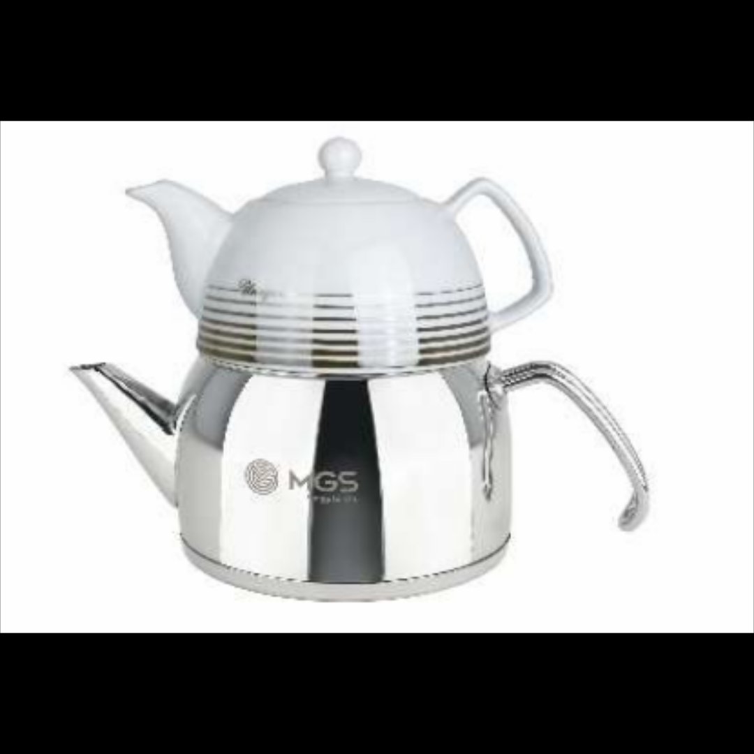 کتری و قوری لوله دار با قوری چینی برند MGS  کد 4109