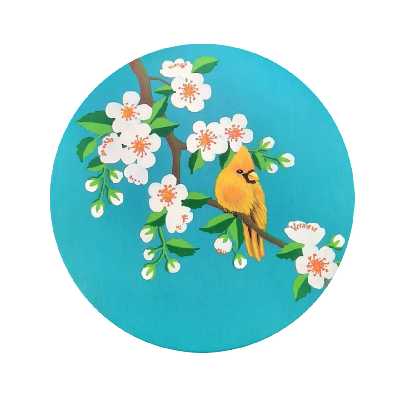 بشقاب دیوارکوب سفالی طرح پرنده کد D154-A مجموعه 2 عددی