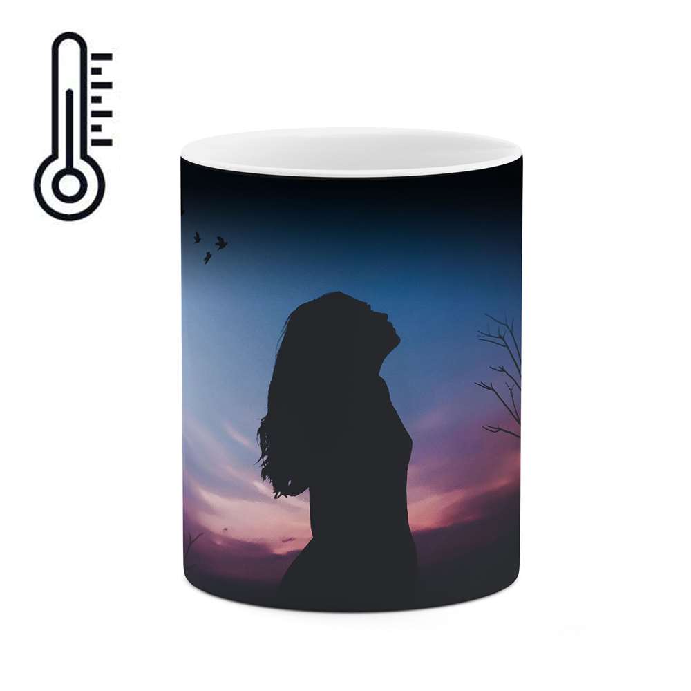 ماگ حرارتی طرح دختر تنها  مدل mgph13779