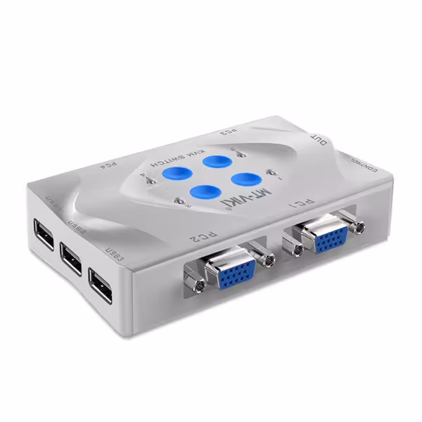 کی وی ام سوییچ 1 به 4 ( KVM SWITCH ) USB با کابل مدل MT401KL
