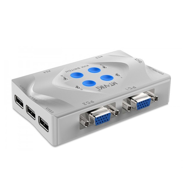 کی وی ام سوییچ 1 به 4 ( KVM SWITCH ) USB با کابل مدل MT401KL