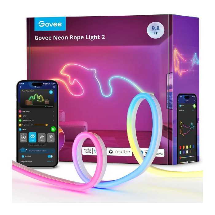 ریسه هوشمند گووی مدل RGBIC Neon Rope Light 2 H61D3 طول 3 متر