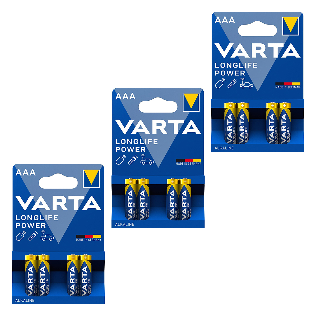 باتری نیم قلمی وارتا مدل long life power مجموعه 12 عددی