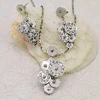 نیم ست نقره تایلندی برند بولگاری با آبکاری طلا سفید 