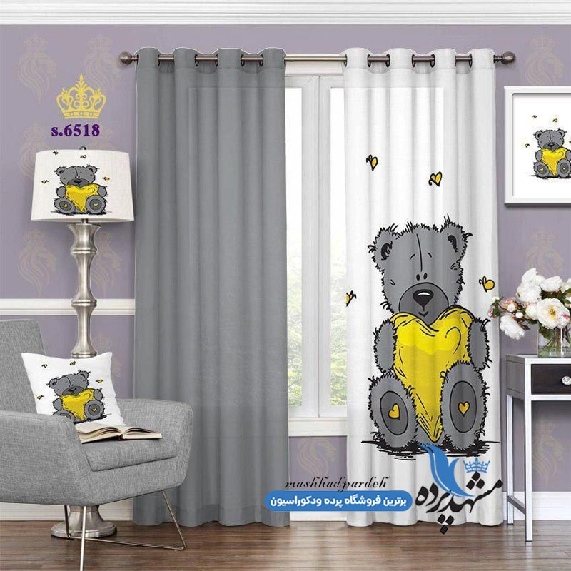 پرده پانچ کودکانه طرح خرسی کد s-6518