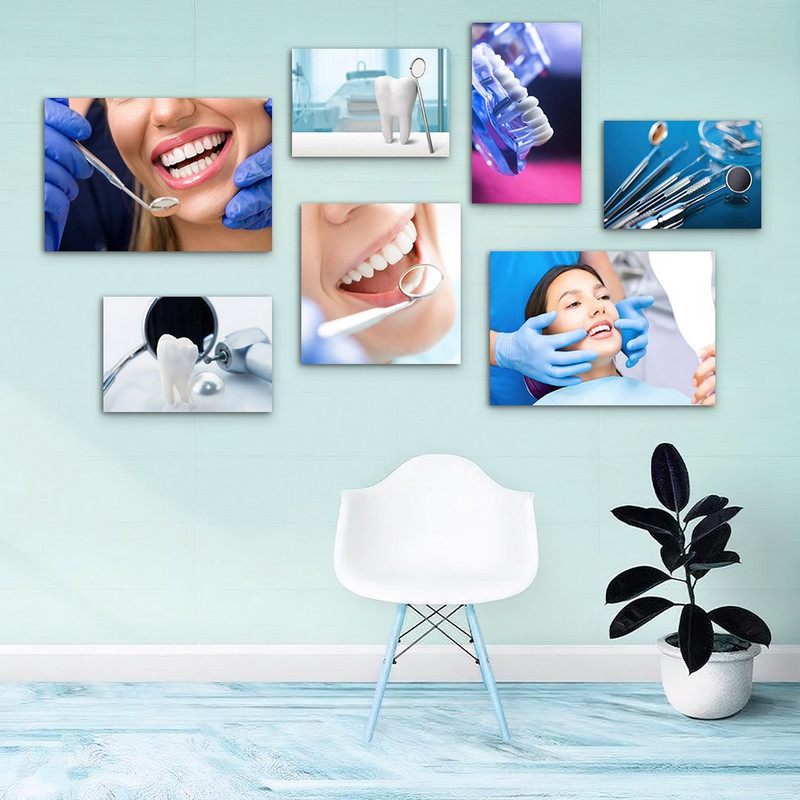 تابلو شاسی دنیای قابطرح لبخند و دندان پزشکی مدل SH-935 مجموعه 7 عددی | دنیای قاب