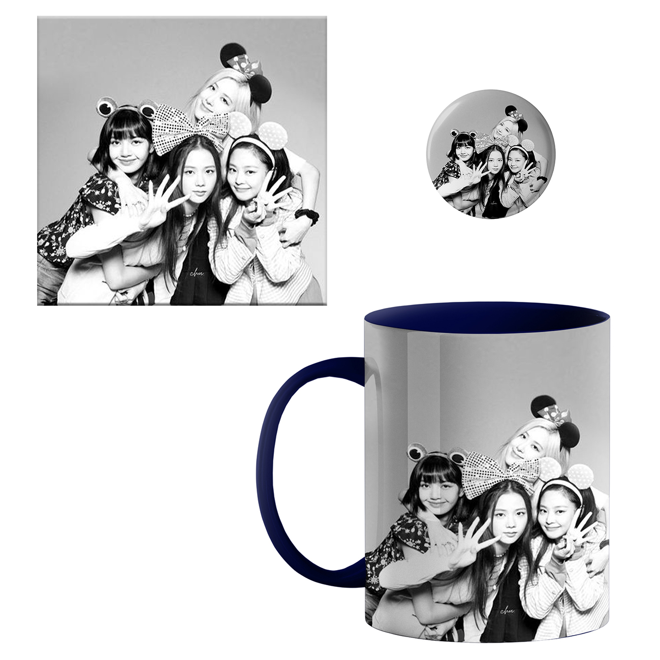 ماگ طرح بلک پینک کد 070 به همراه زیر لیوانی و پیکسل