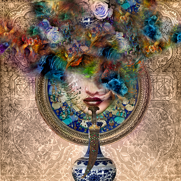 تابلو شاسی گالری ه طرح مینا کاری ایرانی کد 216