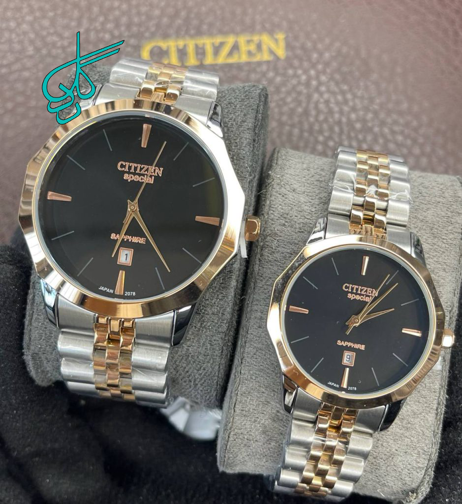 خرید ست ساعت زنانه و مردانه سیتیزن اسپشیال کیفیت عالی رنگ ثابت موتور ژاپن کد 2115952 - ردگل