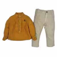ست پیراهن و شلوار کتان کودک پسرانه کد 9696 لمون Lemon