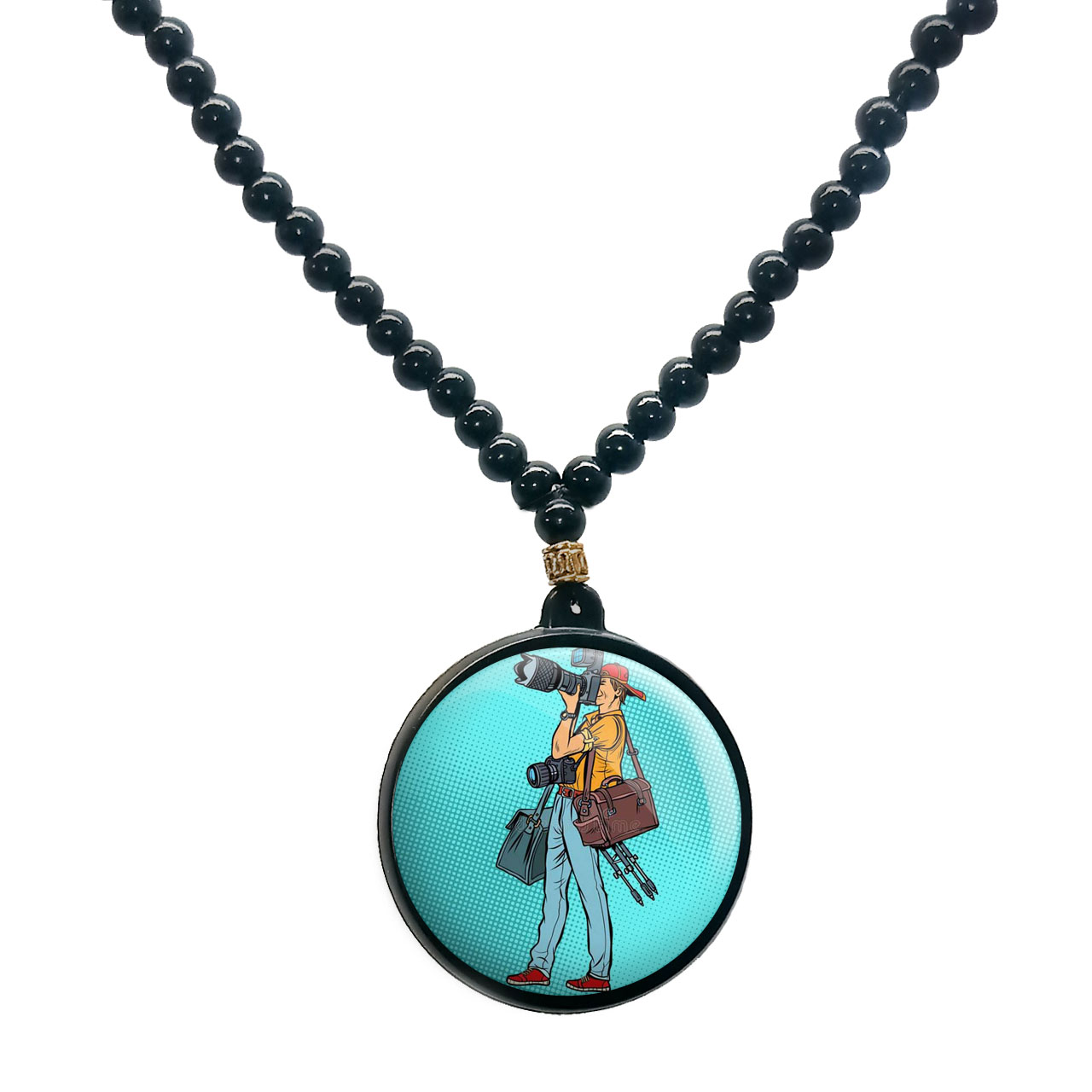 گردنبند پرمانه طرح عکاس کد pmd.12670 مدل دو طرفه