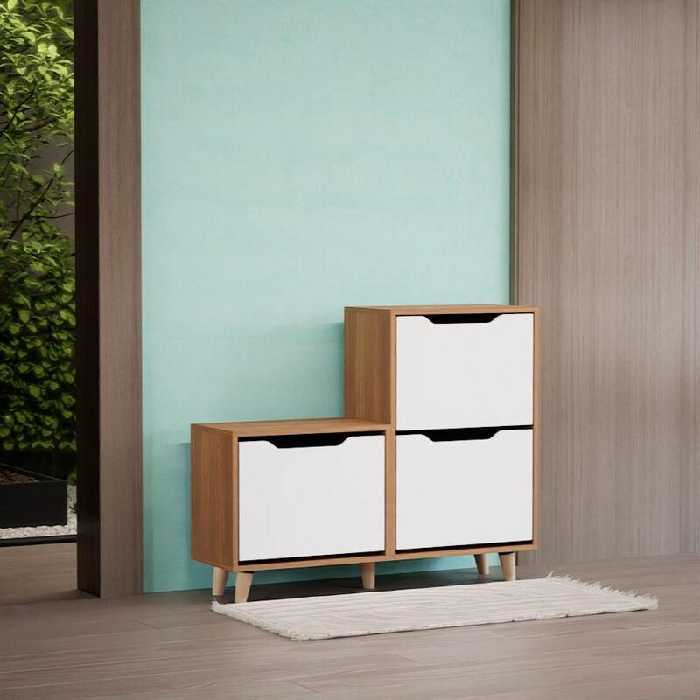 جاکفشی پایه دار داشبوردی سه درب نشیمندار (ام دی اف) MDF (ارسال پسکرایه) | choobsub