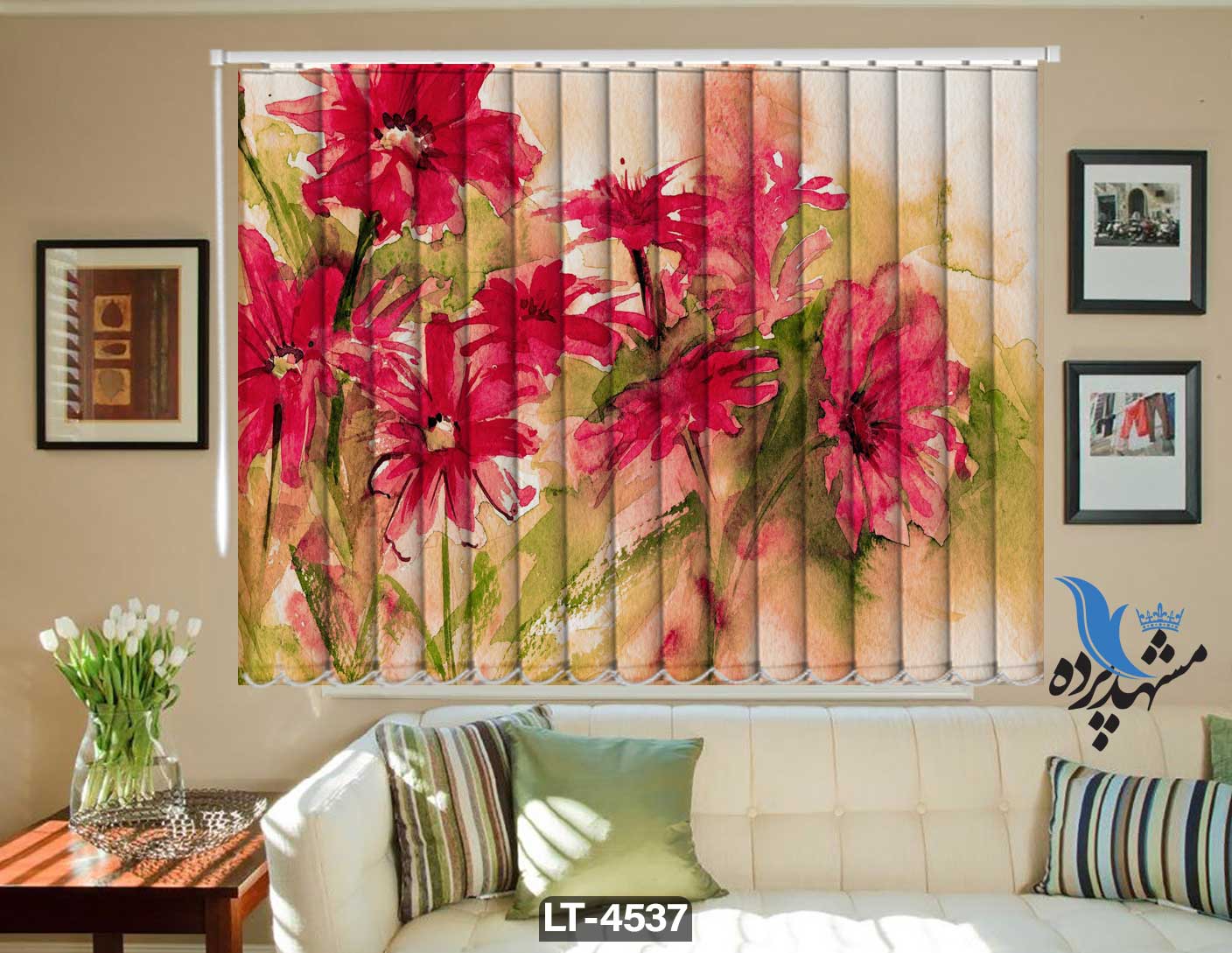 پرده لوردراپه تصویری گل LT4537