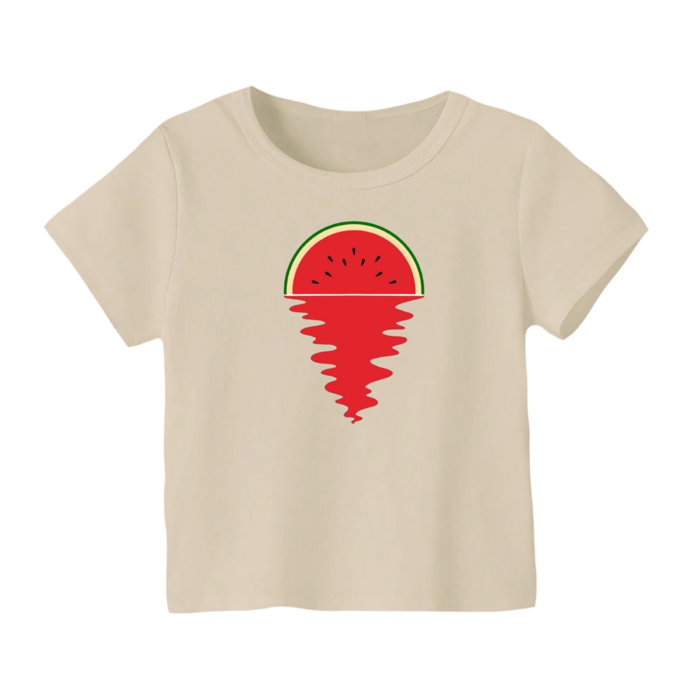 تی شرت آستین کوتاه بچگانه مدل هندوانه غروب کد 2 رنگ کرم