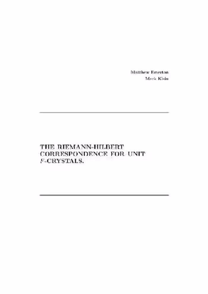 خرید و دانلود نسخه کامل کتاب The Riemann-Hilbert correspondence for unit F-crystals