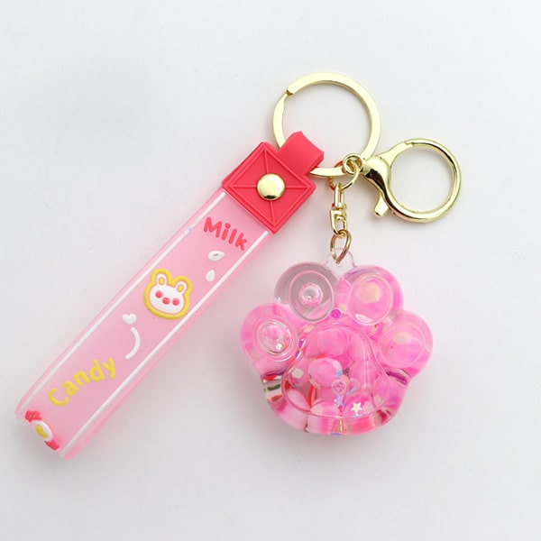 سرکلیدی شیشه ای آویز کیف آکواریومی جای پای گربه صورتی 33854