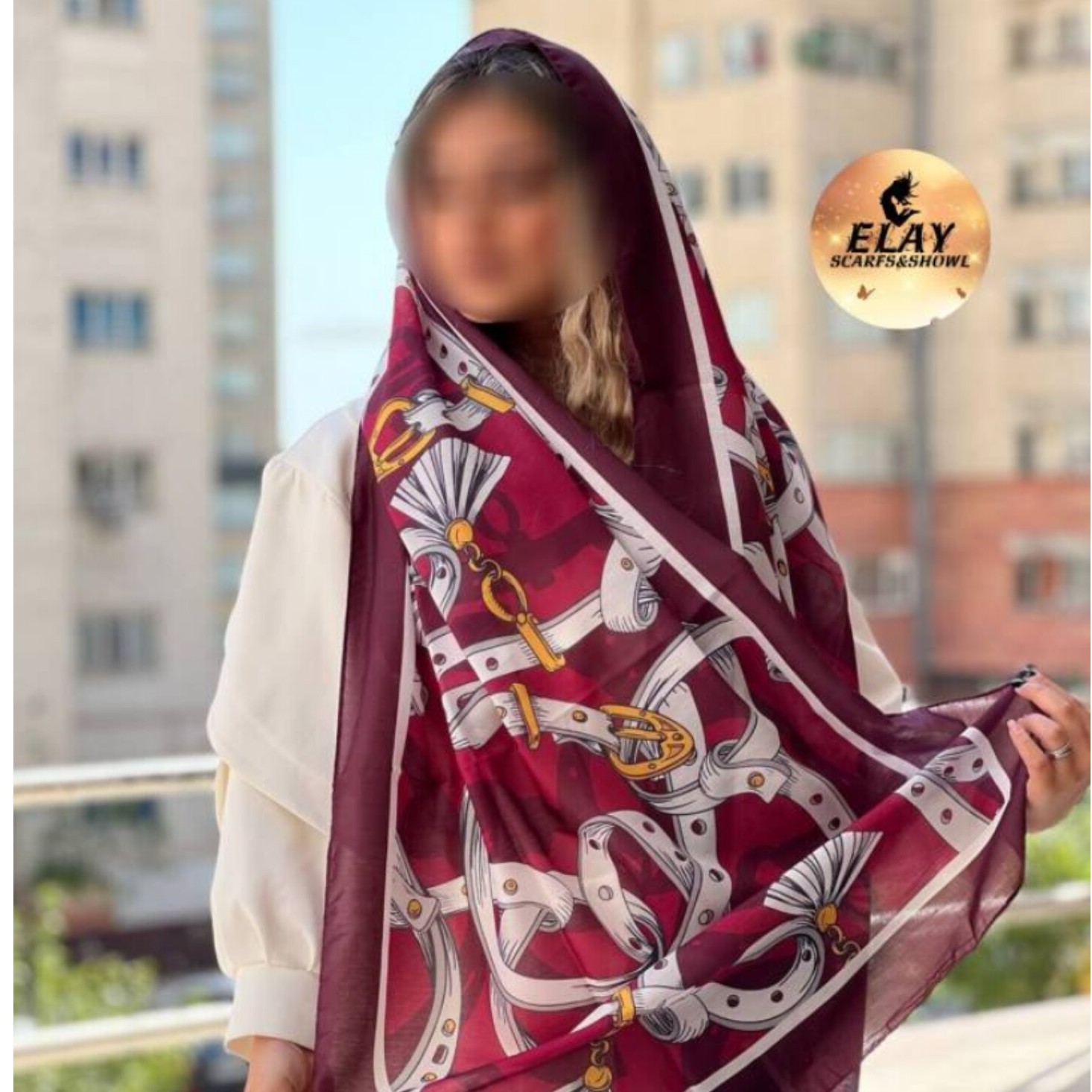 شال زرشکی زنجیری نخی اعلا چهارفصل با کیفیت تضمین شده